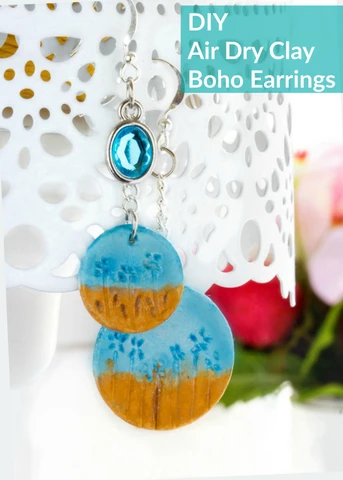 Learn how to make your own boho earrings with air dry clay!  This great tutorial will teach you exactly how to do it - any skill level can make these earrings!